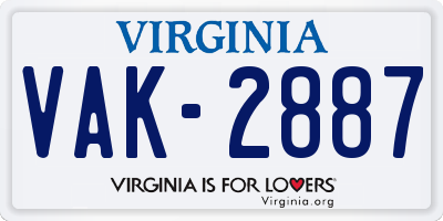 VA license plate VAK2887