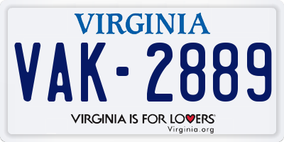 VA license plate VAK2889