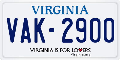 VA license plate VAK2900