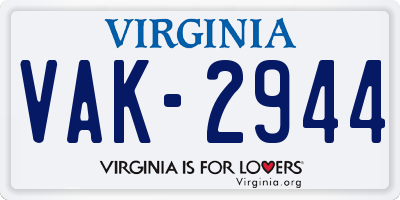 VA license plate VAK2944