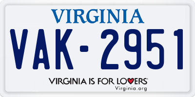 VA license plate VAK2951