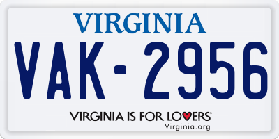 VA license plate VAK2956
