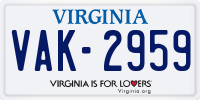 VA license plate VAK2959