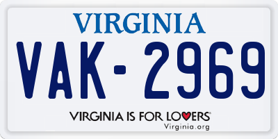 VA license plate VAK2969
