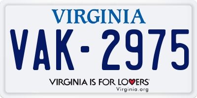 VA license plate VAK2975