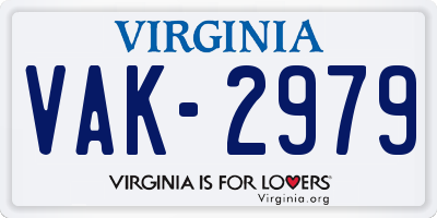 VA license plate VAK2979