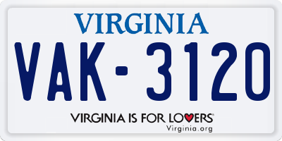 VA license plate VAK3120
