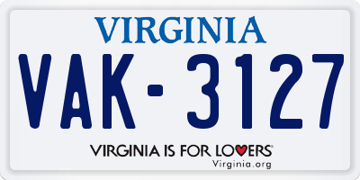 VA license plate VAK3127