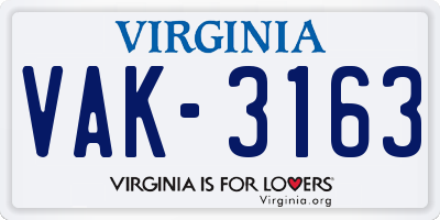 VA license plate VAK3163