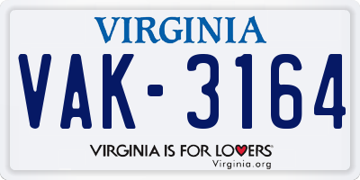 VA license plate VAK3164