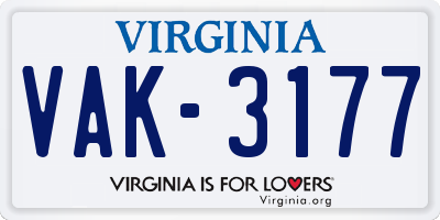 VA license plate VAK3177