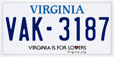 VA license plate VAK3187