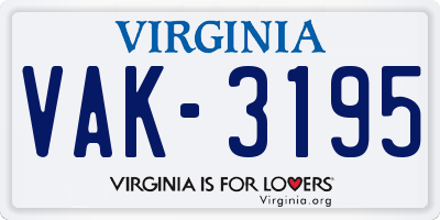 VA license plate VAK3195