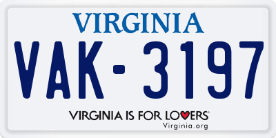 VA license plate VAK3197