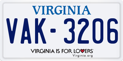 VA license plate VAK3206
