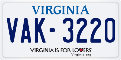 VA license plate VAK3220