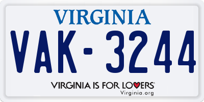 VA license plate VAK3244
