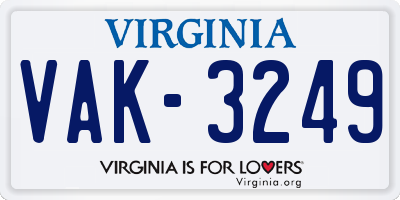 VA license plate VAK3249