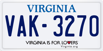 VA license plate VAK3270