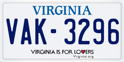 VA license plate VAK3296