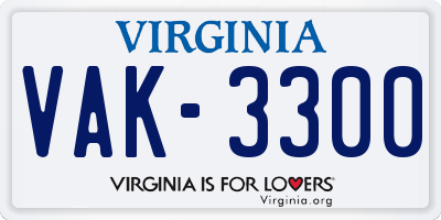 VA license plate VAK3300