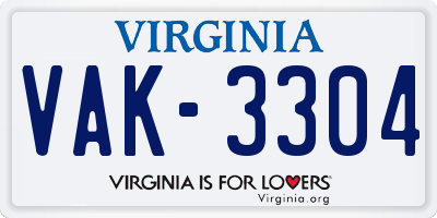 VA license plate VAK3304