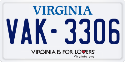 VA license plate VAK3306