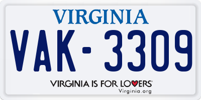 VA license plate VAK3309