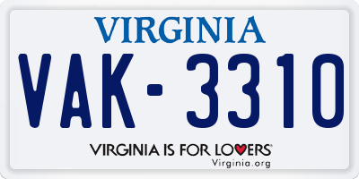 VA license plate VAK3310
