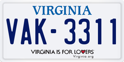 VA license plate VAK3311