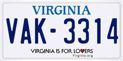 VA license plate VAK3314