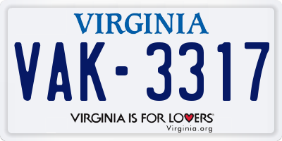VA license plate VAK3317