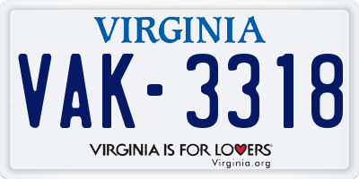 VA license plate VAK3318
