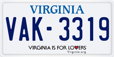 VA license plate VAK3319