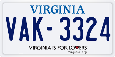 VA license plate VAK3324