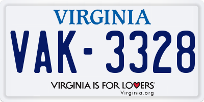 VA license plate VAK3328