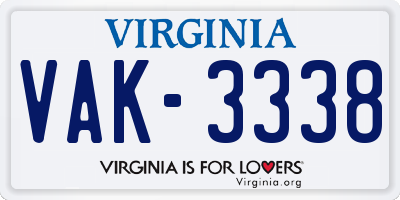 VA license plate VAK3338