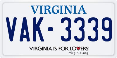 VA license plate VAK3339