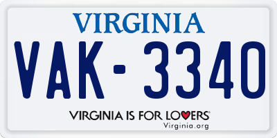 VA license plate VAK3340