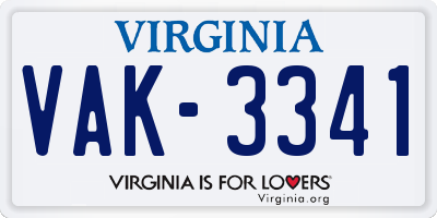 VA license plate VAK3341