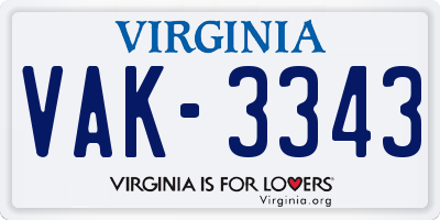 VA license plate VAK3343