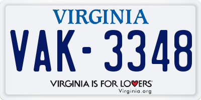 VA license plate VAK3348