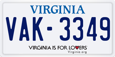 VA license plate VAK3349