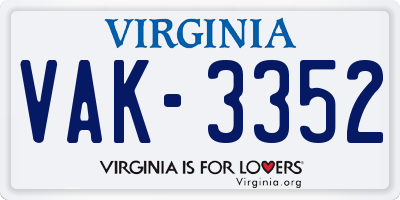 VA license plate VAK3352