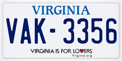 VA license plate VAK3356