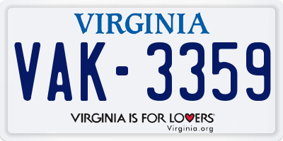 VA license plate VAK3359