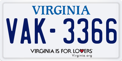 VA license plate VAK3366