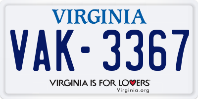 VA license plate VAK3367