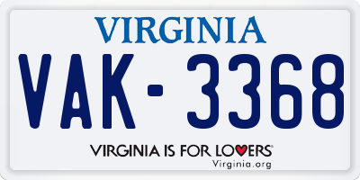 VA license plate VAK3368
