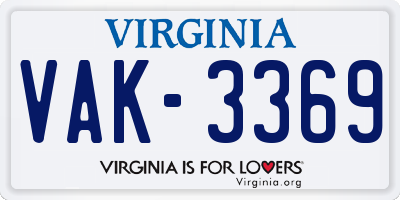 VA license plate VAK3369